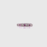 Load and play video in Gallery viewer, 18ct White Gold Ruby Diamond Eternity Ring TDW 0.11ct
