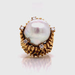Load and play video in Gallery viewer, 18ct Baroque Pearl Diamond Ring TDW 0.38ct
