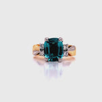 Load and play video in Gallery viewer, 18ct Green Tourmaline Four Diamond Ring TDW 0.16ct
