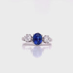 Load and play video in Gallery viewer, Platinum Sapphire Two Diamond Ring TDW 0.60ct
