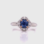Load and play video in Gallery viewer, 18ct White Gold/Rose Gold Anson Sapphire Diamond Ring TDW 0.28ct
