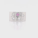 Load and play video in Gallery viewer, 18ct White Gold Pink Sapphire Diamond Wide Ring TDW 0.54ct
