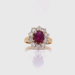 Load and play video in Gallery viewer, 18ct Ruby Diamond Cluster Ring TDW 1.45ct
