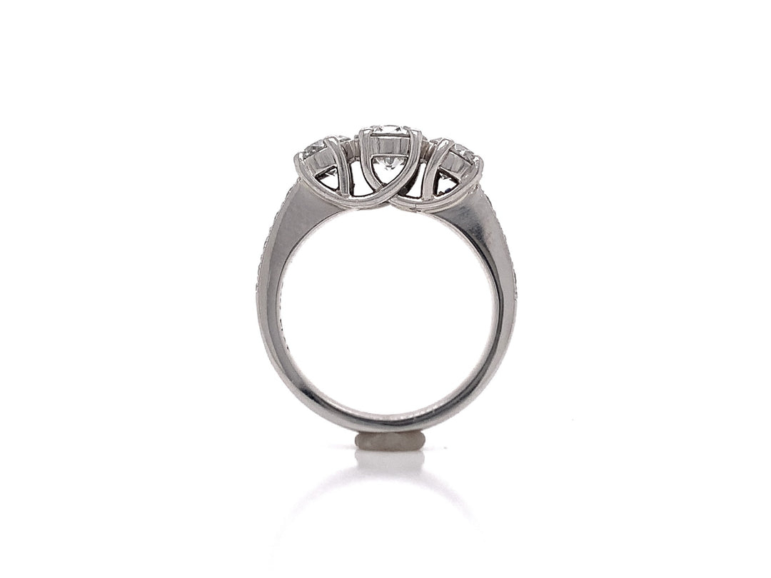 Platinum Three Diamond Ring TDW 1.78ct